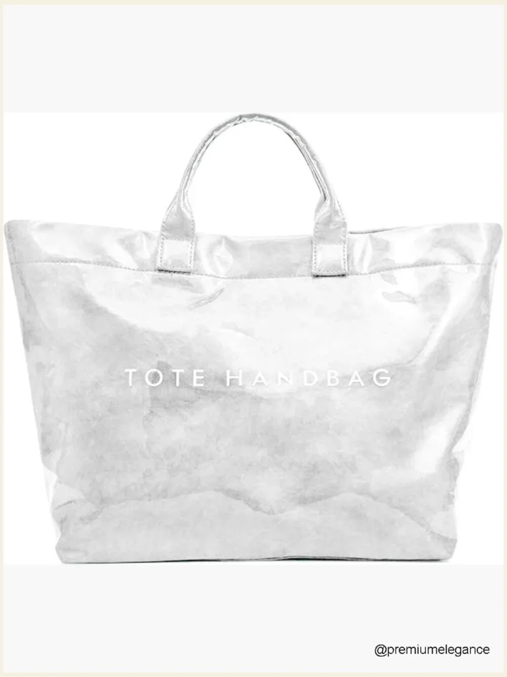 Large Kraft Paper PVC Tote Bag with Letter Print Waterproof Clear Hobo Handbag